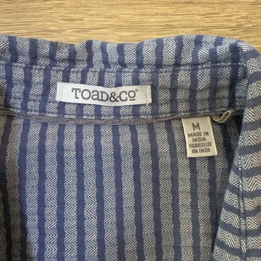 Toad&Co Mixologist Tunic Long Sleeve Blue Stripe Organic Cotton Women’s Medium - Picture 8 of 12